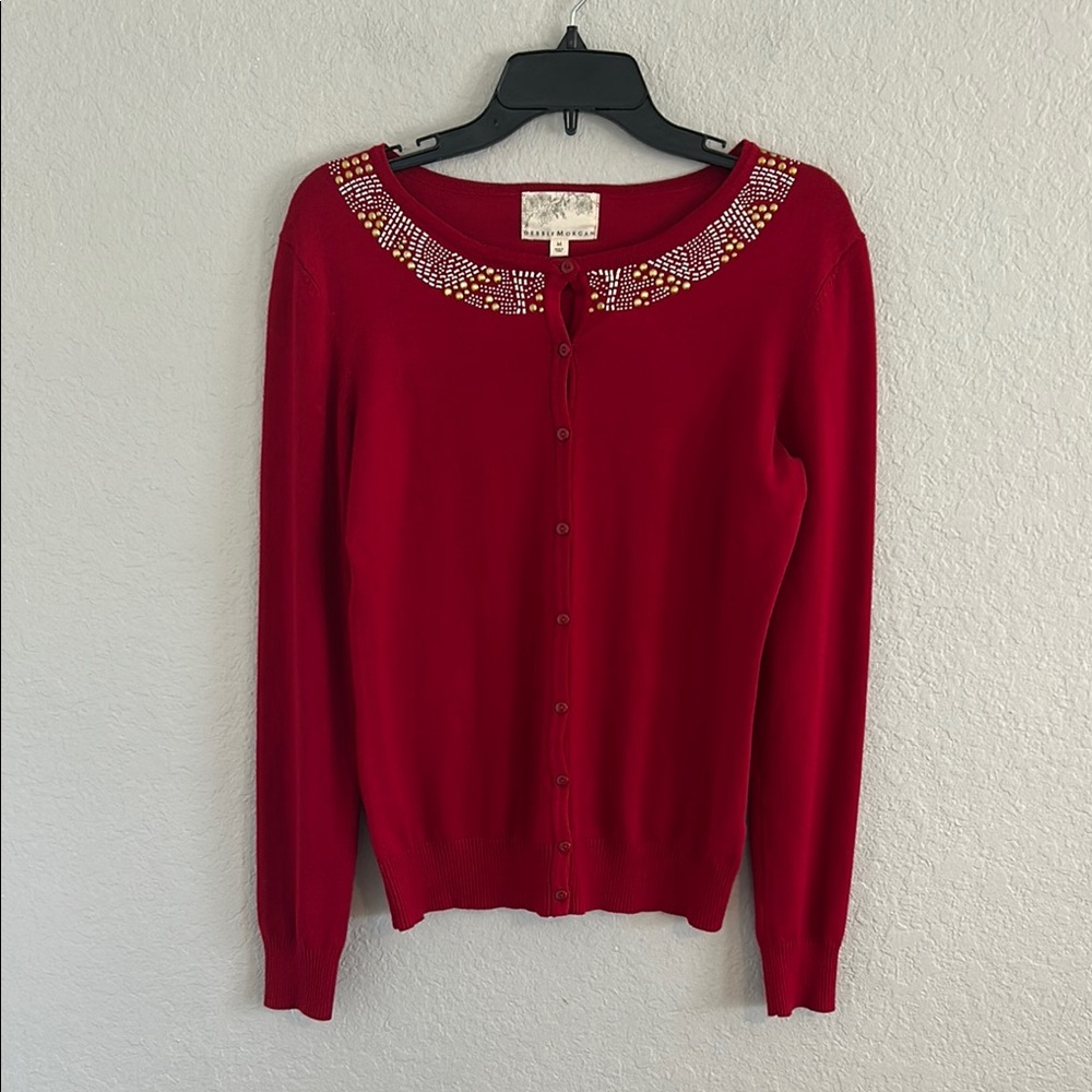 Red Beaded Women's Sweater